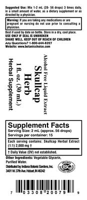Product label for Skullcap Herb