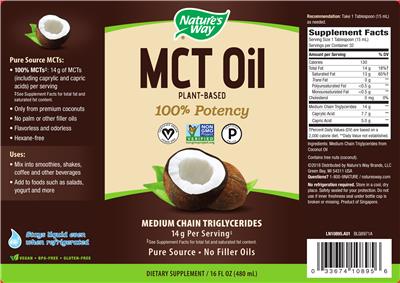 Photo of the Nature's Way MCT Oil label