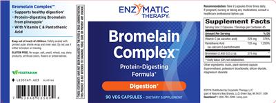 Photo of the Enzymatic Therapy Bromelain Complex label