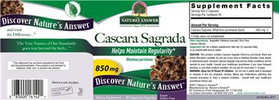 Photo of the Nature's Answer Cascara Sagrada 850 mg label