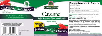 Photo of the Nature's Answer Cayenne 40,000 SHU label