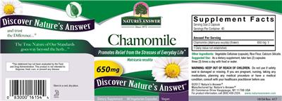 Photo of the Nature's Answer Chamomile 650 mg label