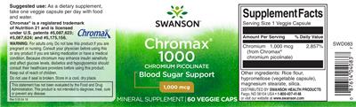 Photo of the Swanson Chromax 1000 1,000 mcg label