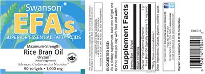 Photo of the Swanson EFAs Maximum-Strength Rice Bran Oil 1,000 mg label
