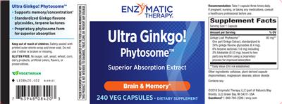 Photo of the Enzymatic Therapy Ultra Ginkgo! Phytosome label