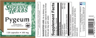 Photo of the Swanson Superior Herbs Pygeum 100 mg label