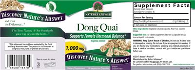 Photo of the Nature's Answer Dong Quai 1,000 mg label