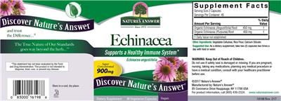 Photo of the Nature's Answer Echinacea 900 mg label
