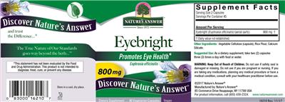 Photo of the Nature's Answer Eyebright 800 mg label