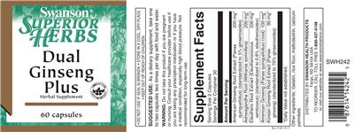 Photo of the Swanson Superior Herbs Dual Ginseng Plus label