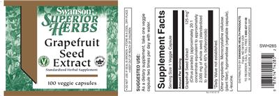 Photo of the Swanson Superior Herbs Grapefruit Seed Extract label