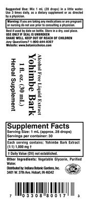 Photo of the Indiana Botanic Gardens Yohimbe Bark label