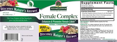 Photo of the Nature's Answer Female Complex label