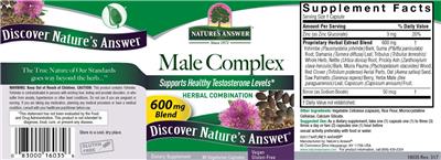 Photo of the Nature's Answer Male Complex label