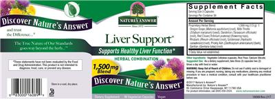 Photo of the Nature's Answer Liver Support label