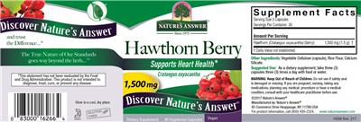 Photo of the Nature's Answer Hawthorn Berry 1,500 mg label