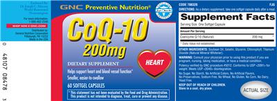 Photo of the GNC Preventive Nutrition CoQ-10 200 mg label