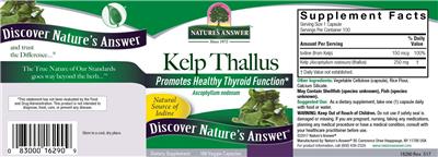 Photo of the Nature's Answer Kelp Thallus label