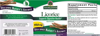 Photo of the Nature's Answer Licorice 450 mg label