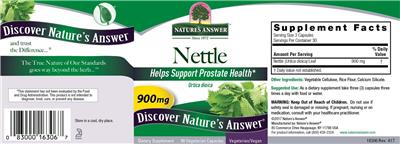 Photo of the Nature's Answer Nettle 900 mg label