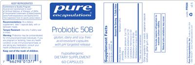 Product label for Probiotic 50B