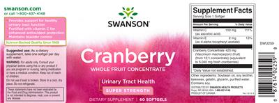 Photo of the Swanson Cranberry Whole Fruit Concentrate Super Strength label