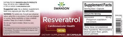 Photo of the Swanson Resveratrol 50 mg label