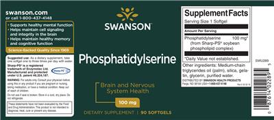 Photo of the Swanson Phosphatidylserine 100 mg label
