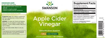 Photo of the Swanson Apple Cider Vinegar 1.25 g High Potency label