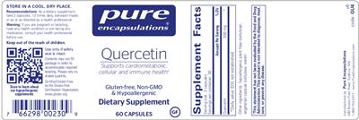 Photo of the Pure Encapsulations Quercetin label