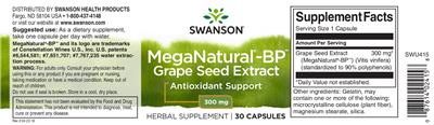 Photo of the Swanson MegaNatural-BP Grape Seed Extract 300 mg label