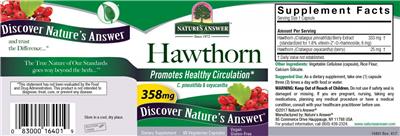Photo of the Nature's Answer Hawthorn 358 mg label