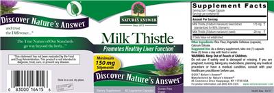 Photo of the Nature's Answer Milk Thistle label