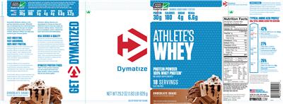 Photo of the Dymatize Athlete's Whey Chocolate Shake label