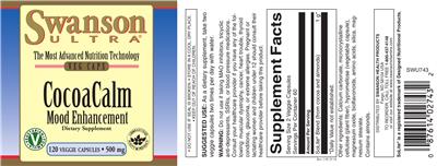 Photo of the Swanson Ultra CocoaCalm Mood Enhancement 500 mg label