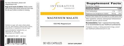 Photo of the Integrative Therapeutics Magnesium Malate label