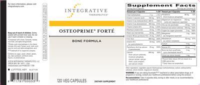 Photo of the Integrative Therapeutics Osteoprime Forte label