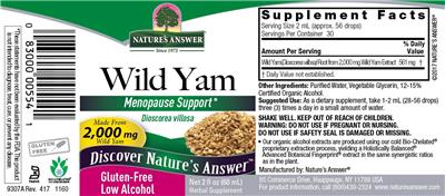 Photo of the Nature's Answer Wild Yam label