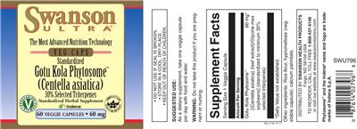 Photo of the Swanson Ultra Standardized Gotu Kola Phytosome 60 mg label
