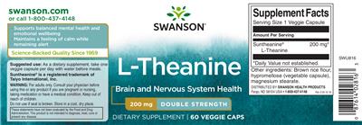 Photo of the Swanson L-Theanine 200 mg Double Strength label