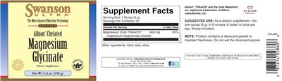 Photo of the Swanson Ultra Albion Chelated Magnesium Glycinate Powder label