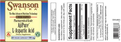 Photo of the Swanson Ultra AjiPure L-Aspartic Acid 500 mg label