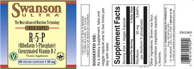 Photo of the Swanson Ultra R-5-P Coenzymated Vitamin B-2 50 mg label