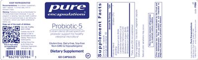 Photo of the Pure Encapsulations Probiotic-5 label