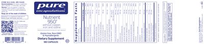 Photo of the Pure Encapsulations Nutrient 950 without Copper, Iron and Iodine label