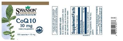 Photo of the Swanson Premium Brand CoQ10 10 mg label