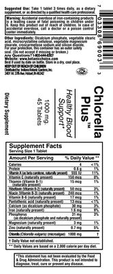 Photo of the Indiana Botanic Gardens Chlorella Plus label