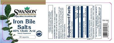 Photo of the Swanson Premium Brand Iron Bile Salts 40% Cholic Acid label