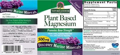 Photo of the Nature's Answer Plant Based Magnesium 500 mg Liquid Vanilla Cream Flavor label