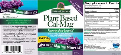 Photo of the Nature's Answer Plant Based Cal-Mag 500/250 mg Liquid Vanilla Cream Flavor label